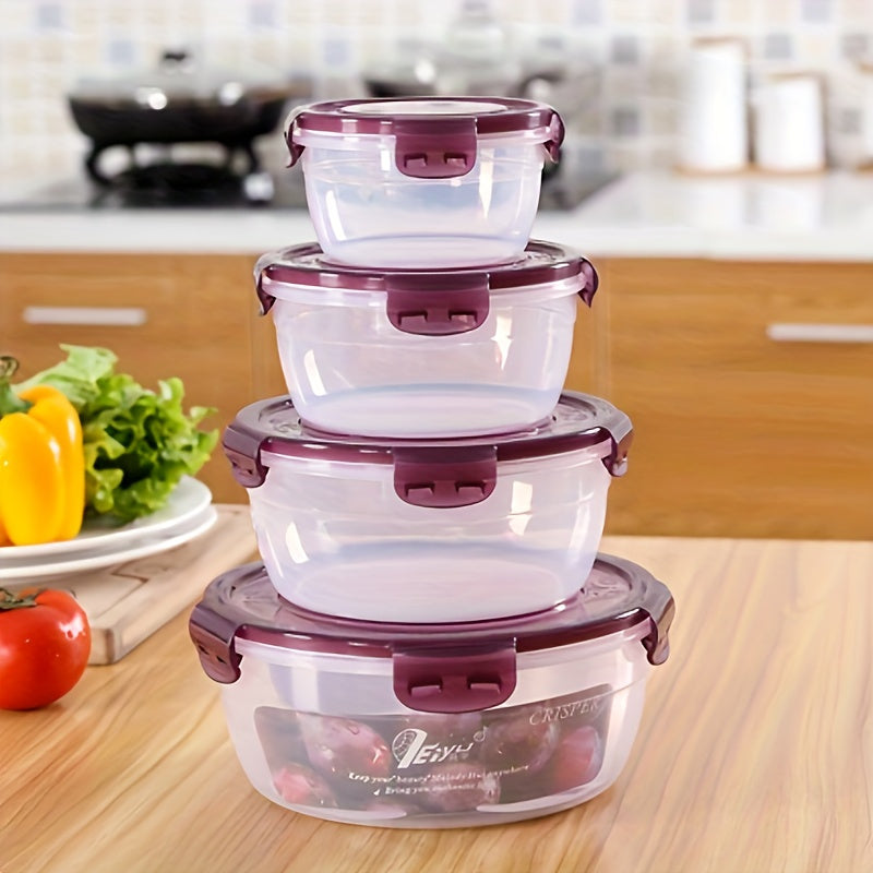 Ensemble de 3 ou 4 récipients hermétiques pour réfrigérateur - Boîtes de rangement en plastique grande capacité pour fruits, légumes, viande, œufs, restes - Empilables, sans BPA, faciles à nettoyer, conservation fraîcheur