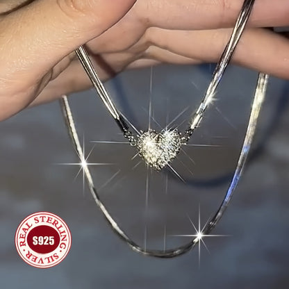 Collier triple rang avec cœur en argent sterling S925 pour femme – Pendentif multicouche hypoallergénique avec pierre de naissance de décembre, bijou classique et élégant pour la Saint-Valentin, les mariages et le quotidien, 40 cm à 60 cm