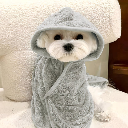 Peignoir ultra-absorbant pour chiens et chats - Serviette en microfibre douce à séchage rapide avec fermeture sécurisée pour petits chiens, chats et chatons, confort toutes saisons, 6 couleurs et tailles S M L