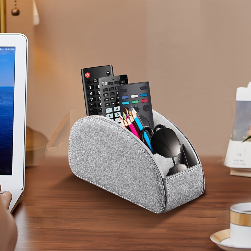 Support de télécommande à 5 compartiments, organisateur de bureau en similicuir pour salon, permet de ranger télécommandes TV, stylos, lunettes, pinceaux de maquillage, fournitures de bureau, boîte de rangement décorative pour la maison