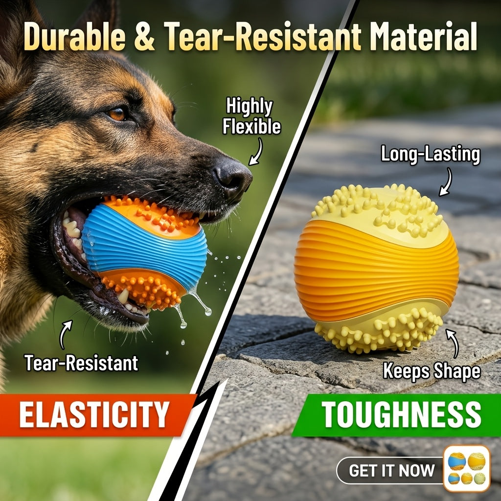 Balle de jeu indestructible pour chiens mâcheurs agressifs – Balle à mâcher en caoutchouc TPR résistant et sonore avec rainures de nettoyage dentaire, jouet interactif à rapporter pour chiens de petites, moyennes et grandes races (Orange et Bleu)