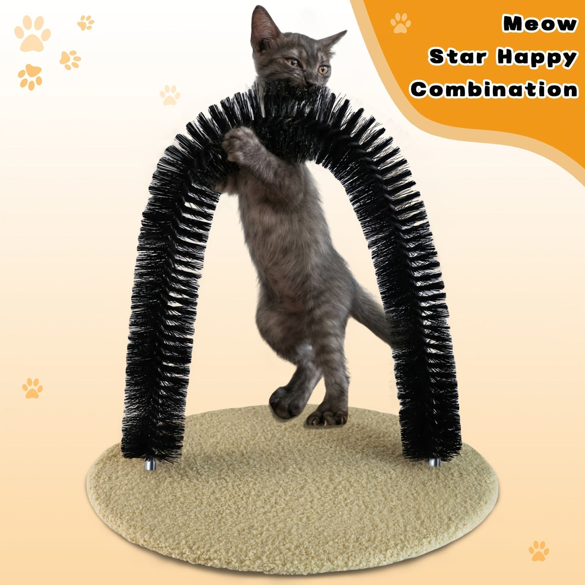 Arche de toilettage pour chat avec griffoir – Brosse de massage interactive pour chats d'intérieur, aide à la mue et soulagement du stress