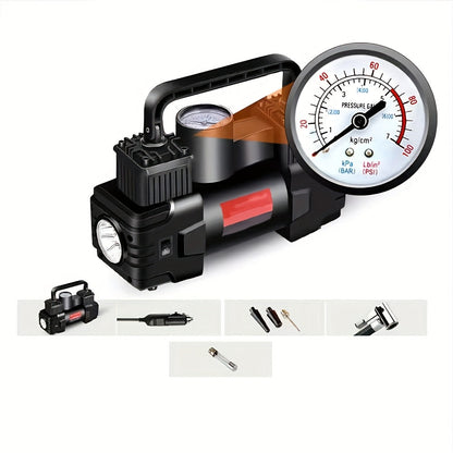 Compresseur d'air portable 12V 150 PSI – Pompe à air automatique à double cylindre avec manomètre numérique LED, arrêt automatique et lampe LED pour voiture, SUV, camion, vélo, ballon de basket et structures gonflables