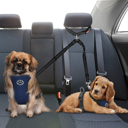Double ceinture de sécurité pour 2 chiens, attache appuie-tête anti-enchevêtrement, laisse élastique réglable pour la sécurité des chiens de petite, moyenne et grande taille en voiture