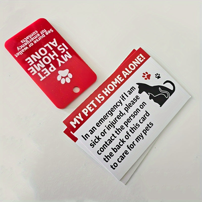 Carte d'alerte d'urgence pour animaux, porte-clés en acrylique « Mon animal est seul à la maison » avec champs pour vétérinaire et contacts, carte d'identité de sécurité pour propriétaires d'animaux vivant seuls, personnes âgées et amateurs de plein air