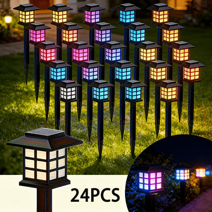 Lampes solaires d'extérieur à LED pour allée de jardin, éclairage paysager étanche IP44 pour trottoir, allée, pelouse, cour – Blanc chaud, lot de 6, 12 ou 24 – Décoration de Noël et de fêtes