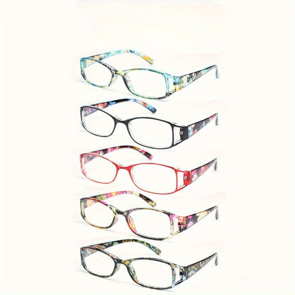 Lot de 5 lunettes de mode pour femmes – Petite monture ajourée, imprimé graffiti tendance, lunettes légères et élégantes pour femmes et adolescentes