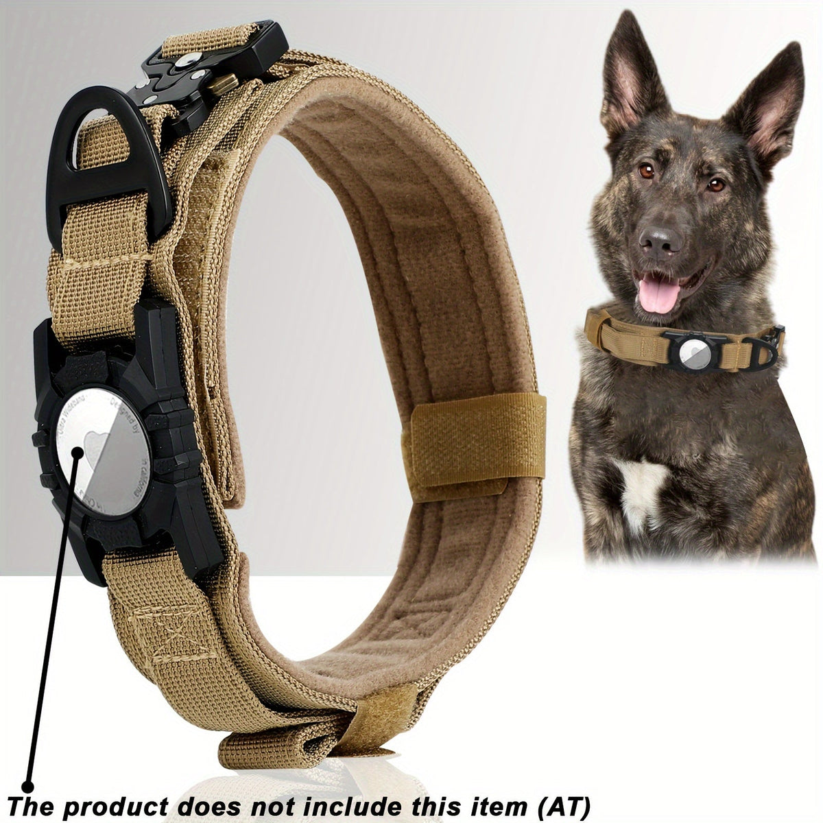 Collier tactique pour chien avec support GPS - Collier robuste en nylon de style militaire pour toutes les races, collier de dressage ajustable et sécurisé, 5 couleurs et 4 tailles (M/L/XL) pour chiens de grande et moyenne taille