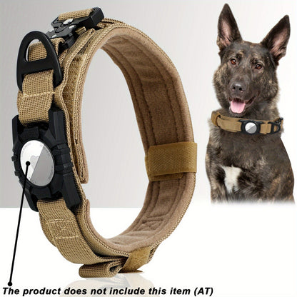 Collier tactique pour chien avec support GPS - Collier robuste en nylon de style militaire pour toutes les races, collier de dressage ajustable et sécurisé, 5 couleurs et 4 tailles (M/L/XL) pour chiens de grande et moyenne taille