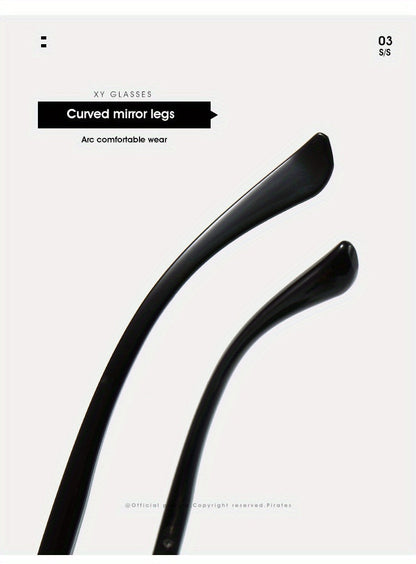 Lunettes de soleil unisexe de luxe sans monture avec branches léopard – Lunettes de mode rectangulaires étroites UV400 noir et or pour hommes et femmes, incluent étui de protection et chiffon de nettoyage pour la conduite, les voyages et les fêtes
