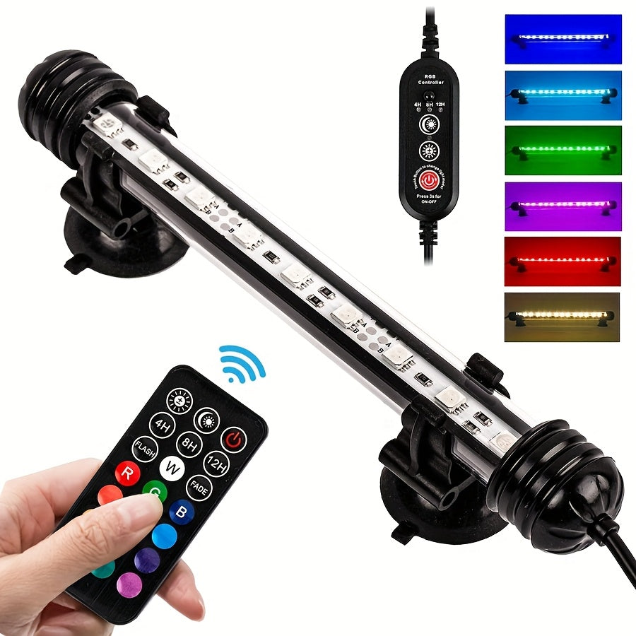 Éclairage LED submersible pour aquarium, lumière multicolore sous-marine pour aquarium, de 19 cm à 89 cm - Tailles multiples, 9 à 66 LED pour décoration d'aquarium d'eau douce et d'eau de mer