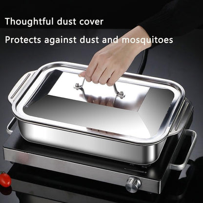 Ensemble de plats de cuisson en acier inoxydable avec couvercles – Grands plateaux de four rectangulaires antiadhésifs et robustes pour rôtir, pain, desserts, fruits de mer, barbecue et service buffet, options de lots de 2, 4, 6 ou 8