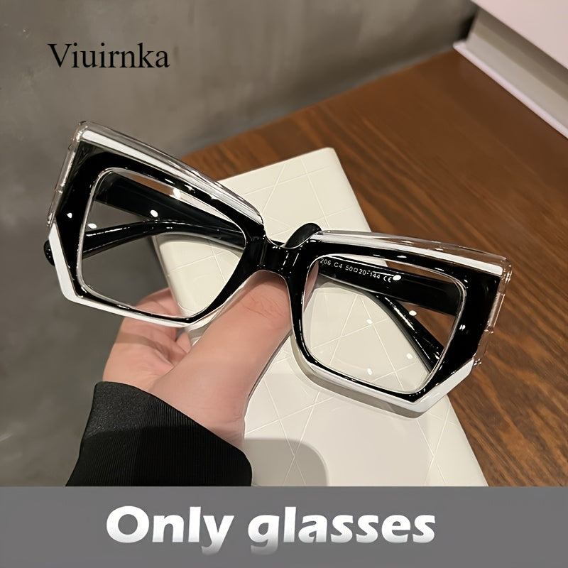 Lunettes d'ordinateur anti-lumière bleue œil de chat pour femmes – Monture color block légère et tendance, verres transparents en polycarbonate, lunettes mode avec étui pour la protection des yeux devant les écrans, cadeau de fête