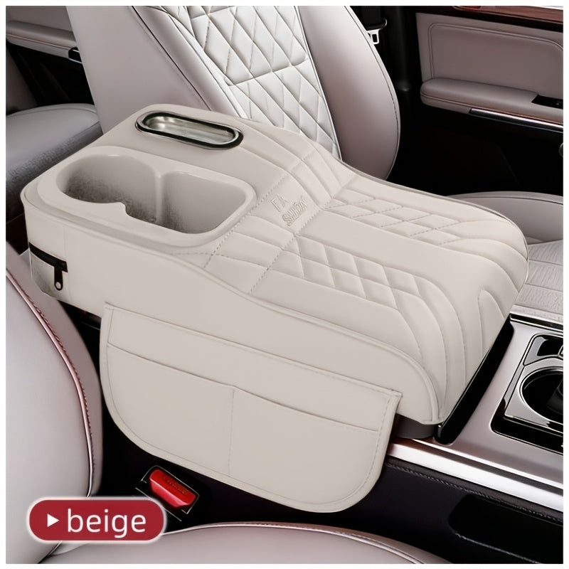Rehausseur d'accoudoir de console centrale de voiture avec boîte à mouchoirs et porte-gobelet, organisateur de rangement, noir, beige, orange, rouge, marron, pour la plupart des voitures et SUV