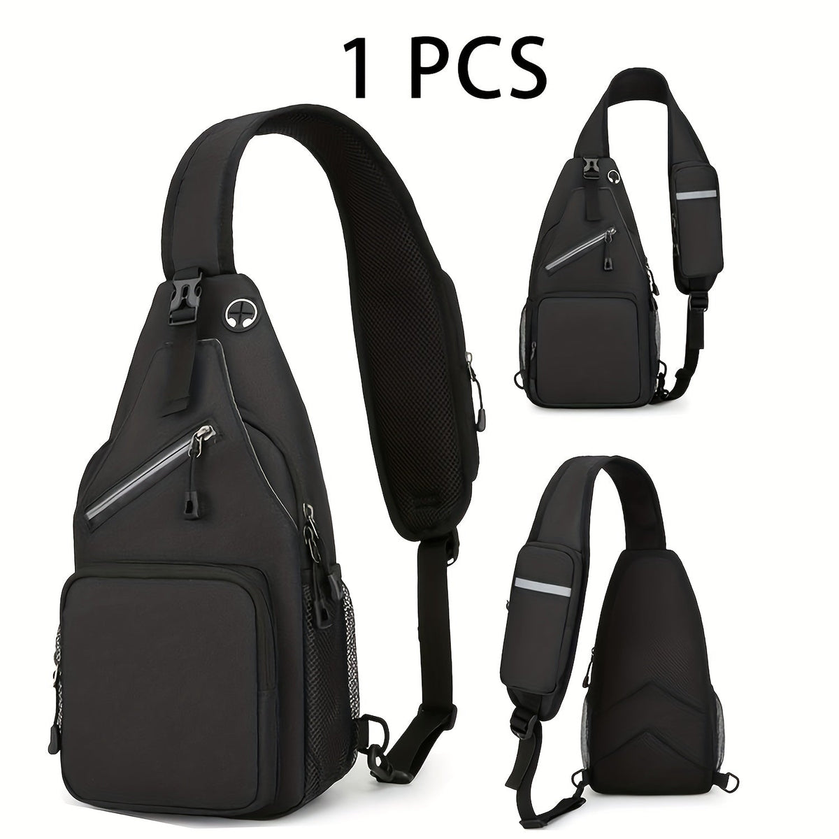 Sac à bandoulière grande capacité pour hommes et femmes – Sac de voyage polyvalent style sport brodé avec fermeture éclair sécurisée, idéal pour les trajets quotidiens mains libres et les activités en plein air, plusieurs coloris disponibles