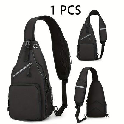 Sac à bandoulière grande capacité pour hommes et femmes – Sac de voyage polyvalent style sport brodé avec fermeture éclair sécurisée, idéal pour les trajets quotidiens mains libres et les activités en plein air, plusieurs coloris disponibles