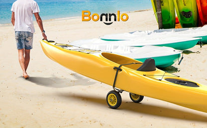 Chariot de transport pour kayak pliable Bonnlo en alliage d'aluminium moulé avec roues pleines de 10 po – Convient aux canoës, planches à pagaie, bateaux à fond plat, tapis flottants et embarcations