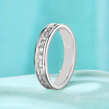 Bague unisexe en argent sterling 925 avec moissanite étincelante – Alliance élégante et polyvalente, tailles 5 à 13, parfaite pour les mariages, fiançailles, couples et cadeaux de Noël