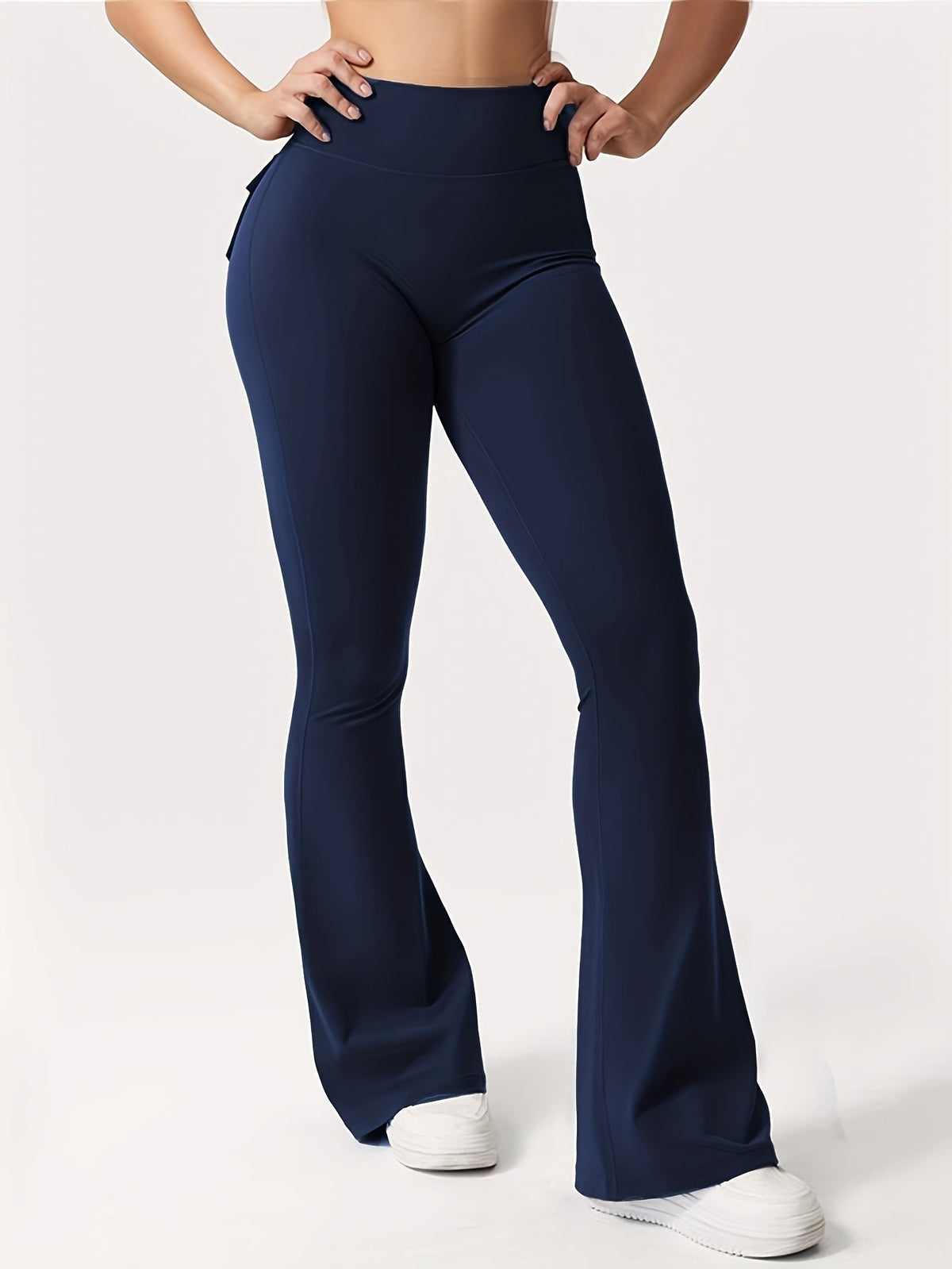 Lot de 3 pantalons évasés taille haute pour femmes – Leggings cargo de sport décontractés, gainants, galbants et séchage rapide, coupe longue, noir, gris, vert