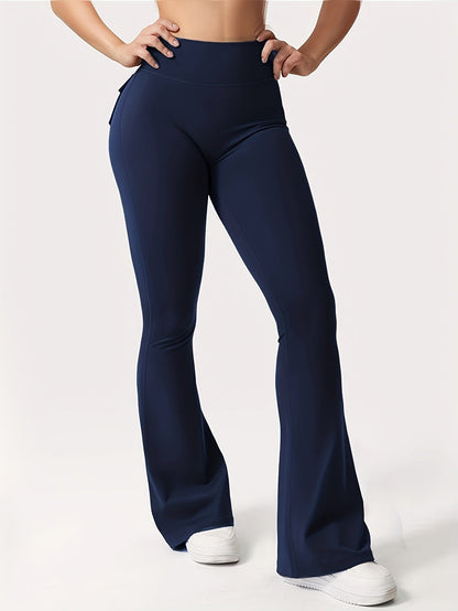 Lot de 3 pantalons évasés taille haute pour femmes – Leggings cargo de sport décontractés, gainants, galbants et séchage rapide, coupe longue, noir, gris, vert