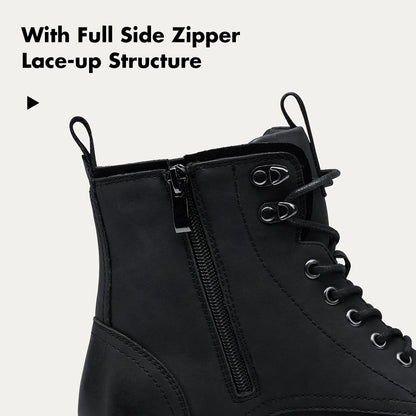 Bottes Chukka de moto pour homme – Bottines de ville en cuir véritable à lacets et fermeture éclair avec semelle antidérapante, bout renforcé, semelle intérieure rembourrée respirante, noir et marron | Velora
