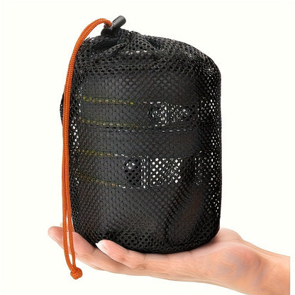 Ensemble de cuisine de camping en acier inoxydable 304 avec rangement pliable – Casserole compacte et durable avec couteaux et fourchettes pour randonnée, pique-niques et camping, vert et orange, kit de cuisine de camping léger