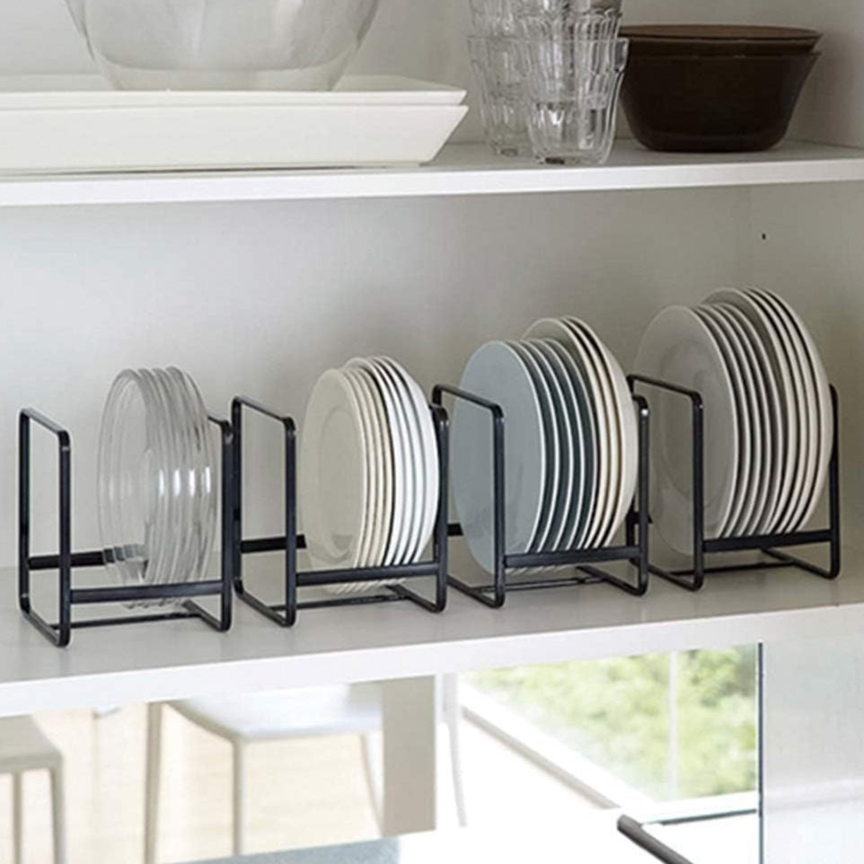 Lot de 4 organisateurs de vaisselle et égouttoirs en acier inoxydable pour placards – Support à assiettes et bols peu encombrant pour placards de cuisine et plans de travail – Ensemble d'organisation de cuisine durable
