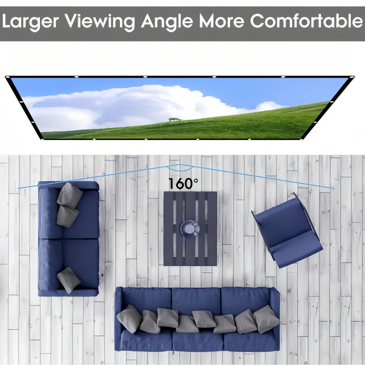 Écran de projection portable 100 pouces 4K HD 16:9 – Écran de cinéma pliable anti-plis pour intérieur et extérieur, angle de vision large 160° à projection double face pour home cinéma, camping, fêtes et présentations