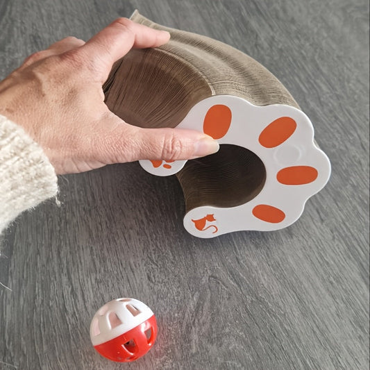 Griffoir pour chat en carton accordéon magique avec balle à grelot – Jouet interactif en carton, design compact et pliable pour les coins, protection pour meubles, 2 styles