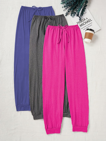 Pantalon décontracté à cordon pour femme, coupe ample, taille élastique, couleur unie, pantalon de détente pour la maison, automne, tricot confortable, polyester, XS S M L XL XXL