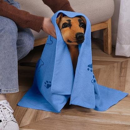 Lot de 2 serviettes en microfibre super absorbantes pour chiens et chats – Serviettes de bain à séchage rapide extra larges de 50 x 100 cm avec joli motif d'empreintes de pattes, ensemble de serviettes de séchage douces pour chiots et chatons