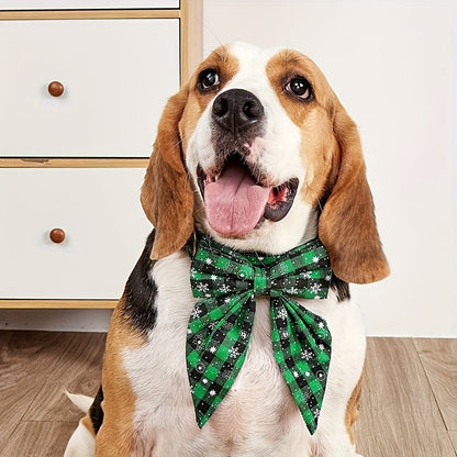 Collier de Noël pour chien avec nœud papillon amovible – Collier festif pour petit, moyen et grand chien, motif écossais classique rouge et vert, cadeau de fêtes pour animal de compagnie