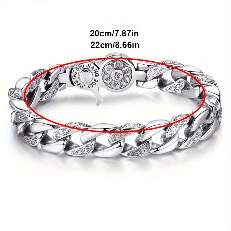 Bracelet homme en argent sterling 925 – Design à maillons classique, disponible en 3 tailles : 18 cm, 20 cm, 22 cm. Bijou à porter au quotidien, idéal comme cadeau pour hommes, famille et amis.