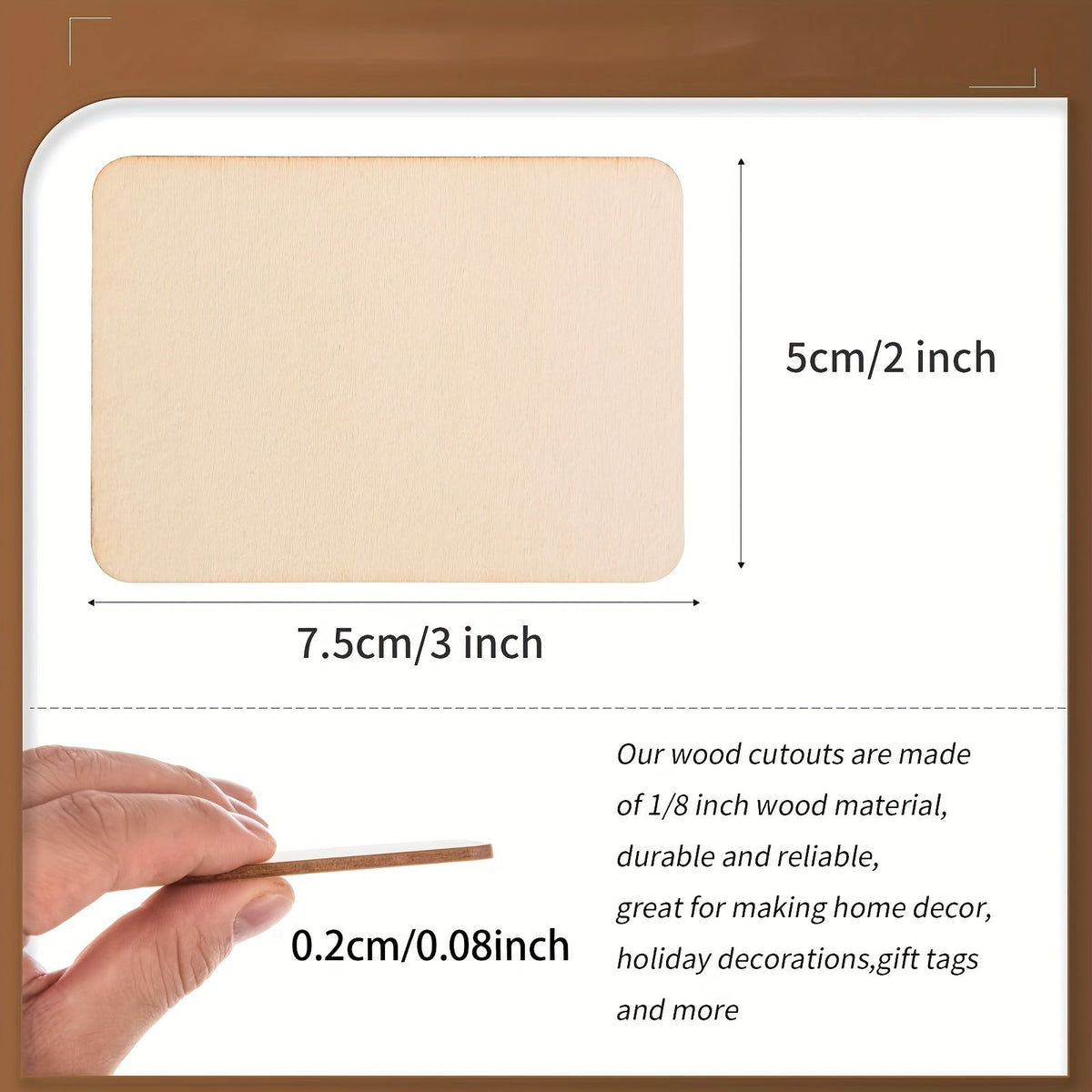 Pièces de bois brut 3x2 pouces, planchettes en bois pour loisirs créatifs, gravure laser, pyrogravure, peinture, décorations artistiques, cadeaux de fête, 20, 40, 80 pièces