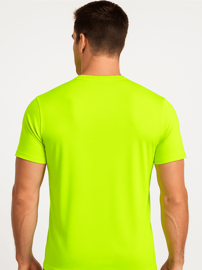 Lot de 5 chemises de travail de sécurité pour hommes UPF 50+ – T-shirts de performance respirants à séchage rapide pour les travaux en extérieur, jaune fluorescent haute visibilité, S-XXXL, cadeau pour papa