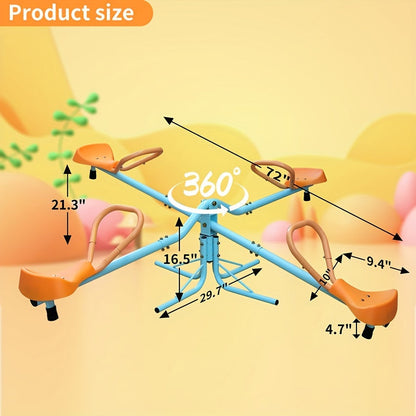 Balançoire à bascule rotative à 360 degrés pour extérieur, voiture à bascule 2 places et 4 places, équipement de terrain de jeu robuste en métal pour jardin, jeu d'extérieur tournant pour enfants, cadeau d'anniversaire pour garçons et filles