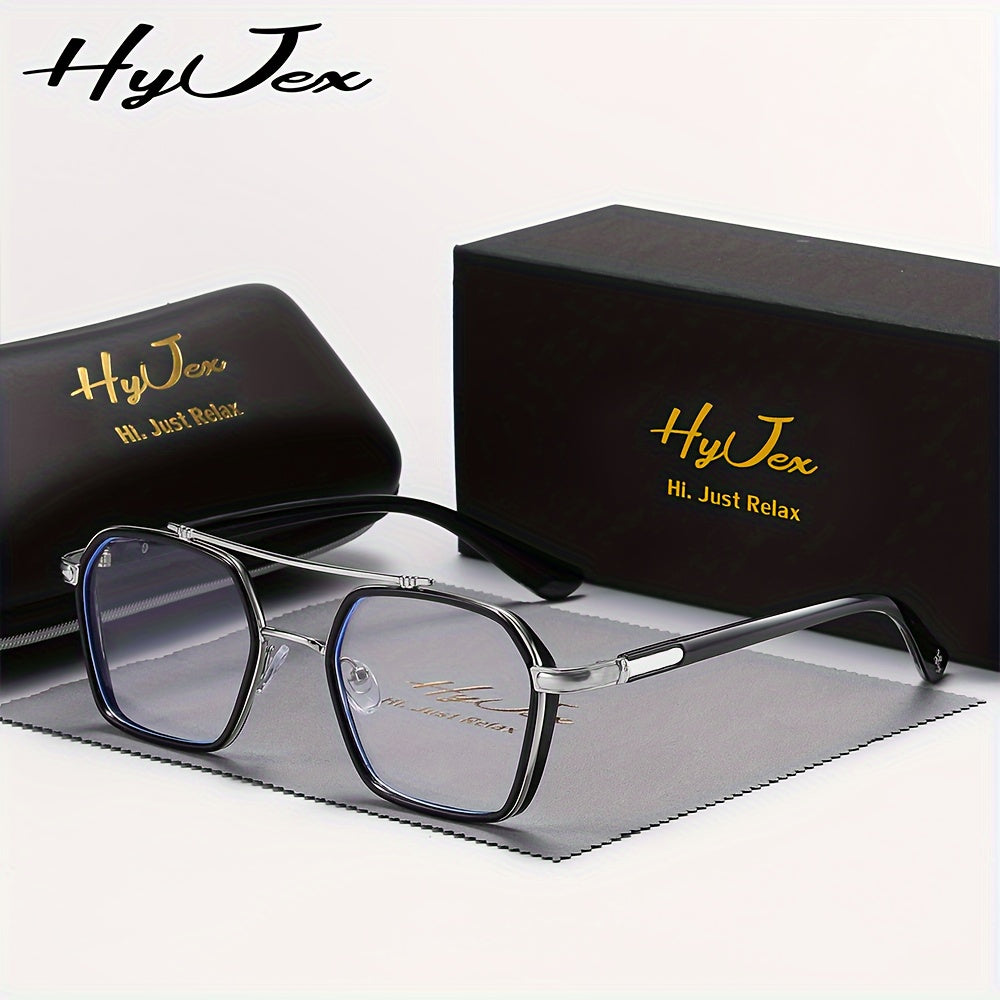 Lunettes anti-lumière bleue avec monture métallique à double pont – Lunettes tendance anti-fatigue visuelle à verres transparents pour hommes et femmes, lunettes sans correction pour ordinateur et écran