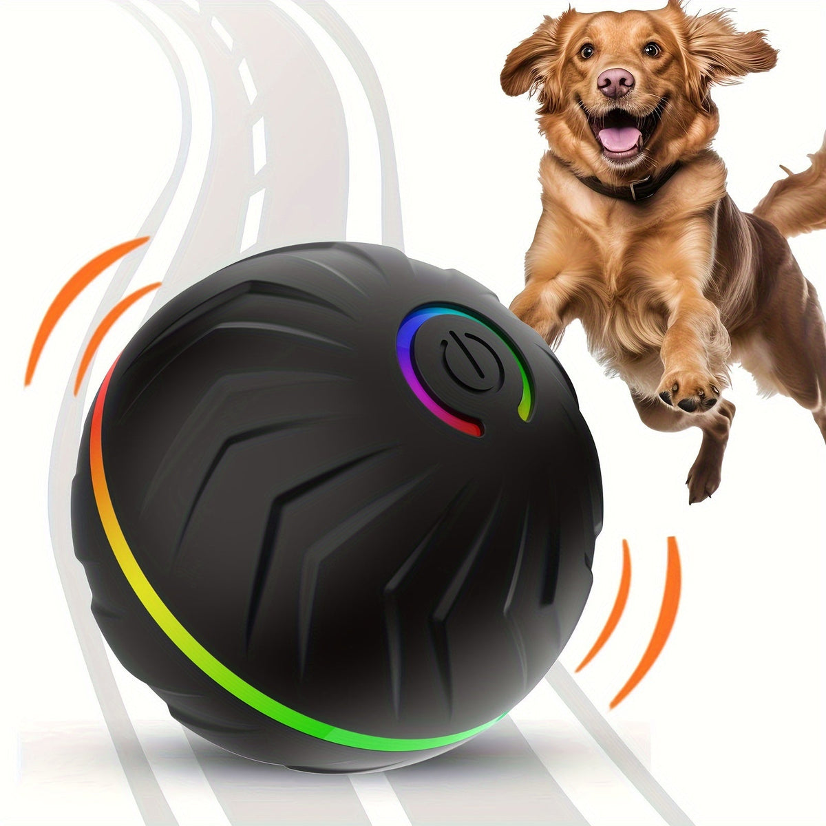 Balle interactive intelligente pour chien avec lumières LED – Roulé et rebonds automatiques aléatoires, 4 heures d'autonomie, rechargeable par USB, fonctionne sur parquets, carrelages, tapis et pelouses