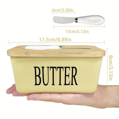 Beurrier de luxe en céramique avec couvercle et couteau à beurre – Conservation hermétique pour comptoir, design facile à nettoyer, accessoire de cuisine élégant et cadeau de crémaillère idéal pour les amateurs de beurre