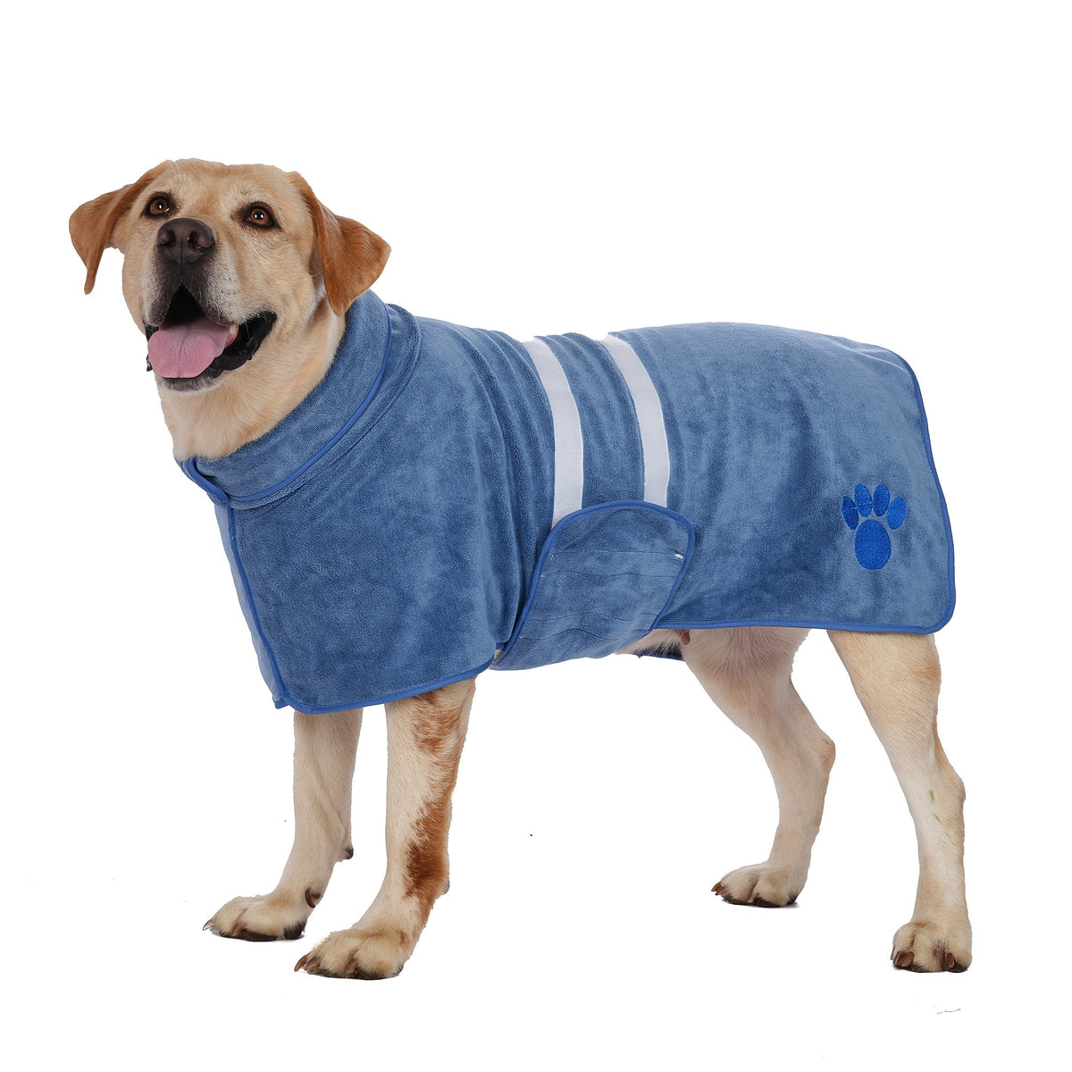 Peignoir de bain à séchage rapide pour chiens et chats – Manteau en microfibre absorbante avec détail brodé, peignoir de séchage mains libres pour chiens moyens et grands après le bain, la baignade ou la pluie