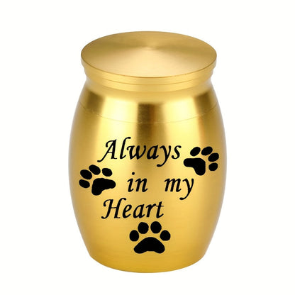Petites urnes souvenirs pour cendres humaines et animaux - Mini urne funéraire de 1,57 pouce en alliage d'aluminium, support à cendres commémoratif « Always in My Heart », 6 couleurs disponibles