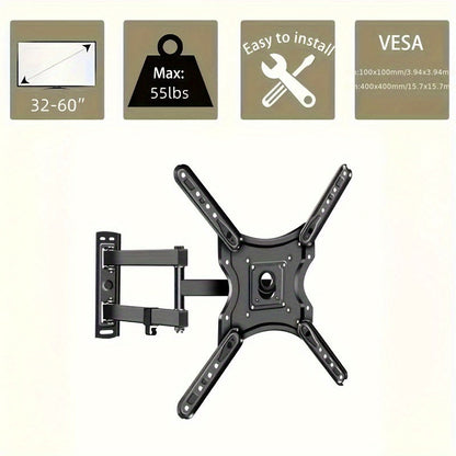 Support mural inclinable et pivotant pour téléviseurs de 26 à 60 pouces – Support universel réglable à mouvement complet pour écran plat, installation facile, compatible avec la plupart des téléviseurs LED, LCD et OLED, compatible VESA