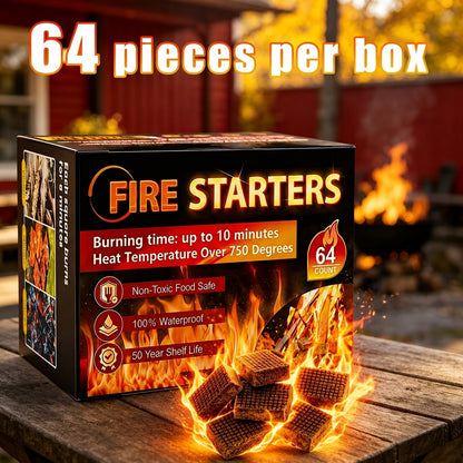 Allume-feu en cubes – Cubes d'allumage pour charbon de bois, imperméables et sans odeur, pour feu de camp, barbecue, grill, cheminée et poêle à bois, aucun petit bois nécessaire, paquets de 32/64/128/192 pièces