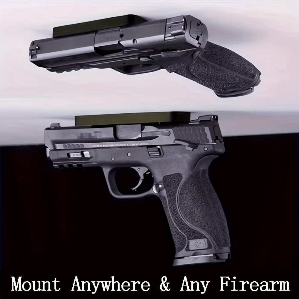 Support magnétique pour pistolet – Fixation pour arme de 13,6 kg avec revêtement en caoutchouc pour voiture, camion, maison, mur, table, accès rapide, ne raye pas l'arme, ruban adhésif double face robuste inclus