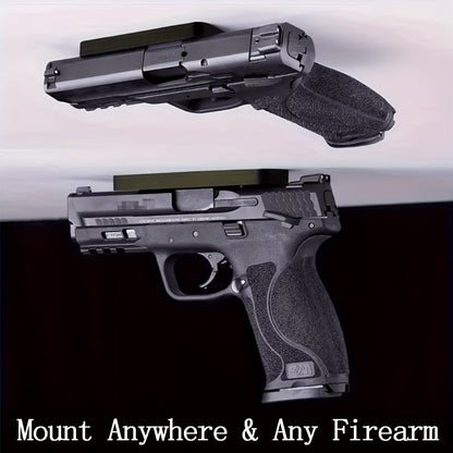 Support magnétique pour pistolet – Fixation pour arme de 13,6 kg avec revêtement en caoutchouc pour voiture, camion, maison, mur, table, accès rapide, ne raye pas l'arme, ruban adhésif double face robuste inclus