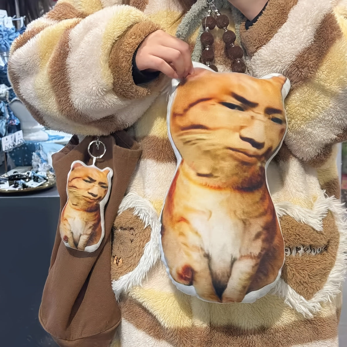 Coussin personnalisé « chat moche » – Peluche amusante à forme irrégulière avec photo imprimée, coussin personnalisé avec visage de chat ou de chien, cadeau commémoratif insolite ou porte-clés (3 tailles)