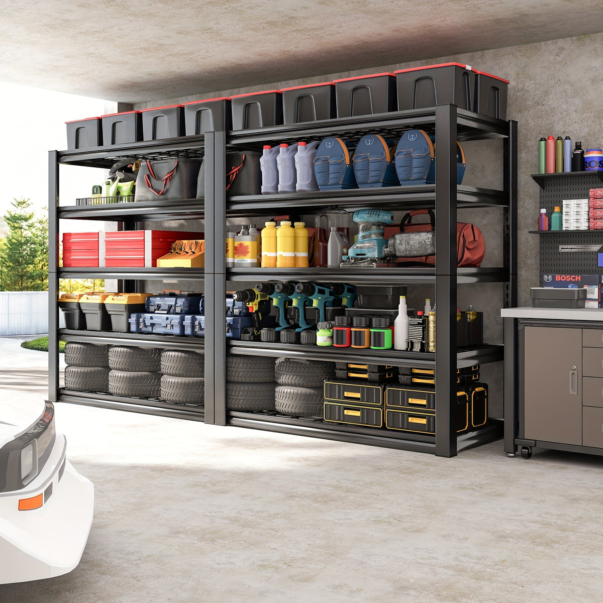 Étagère de rangement robuste en métal 72 pouces, 5 niveaux réglables, capacité de 3000 lb, en acier au carbone pour garage, sous-sol, entrepôt, garde-manger et bureau