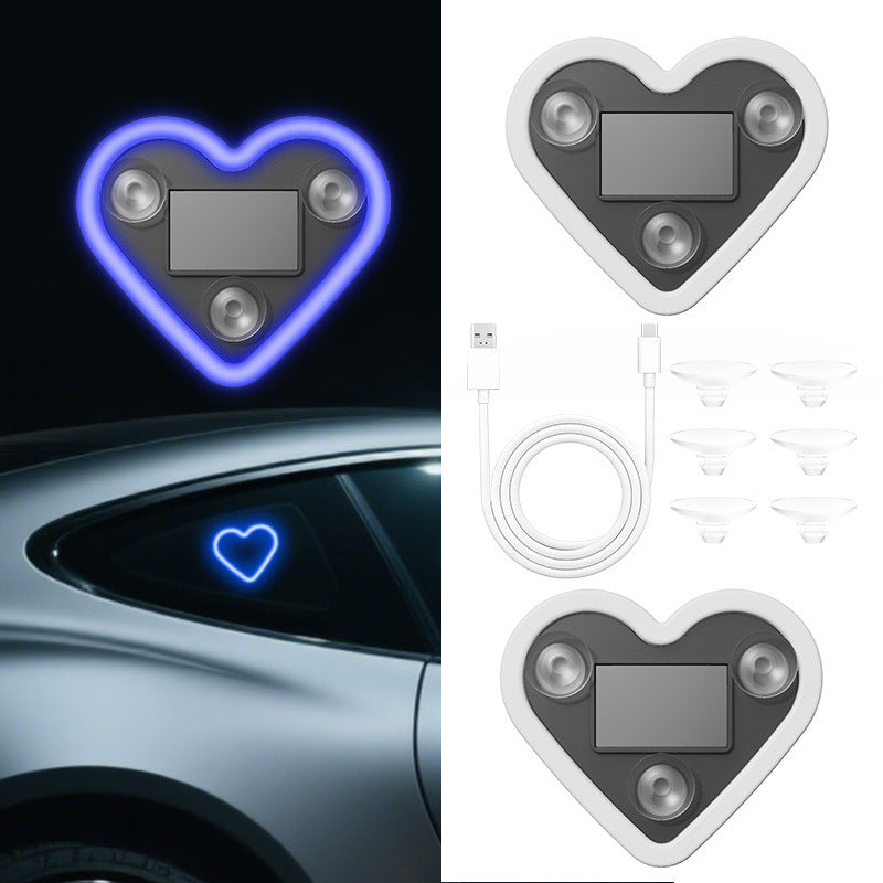 Éclairage d'ambiance LED pour intérieur de voiture – Veilleuse néon en forme de cœur et de fleur, alimentée par USB, décoration de fenêtre de voiture mignonne pour femmes et filles, accessoires de voiture pour la Saint-Valentin | Velora