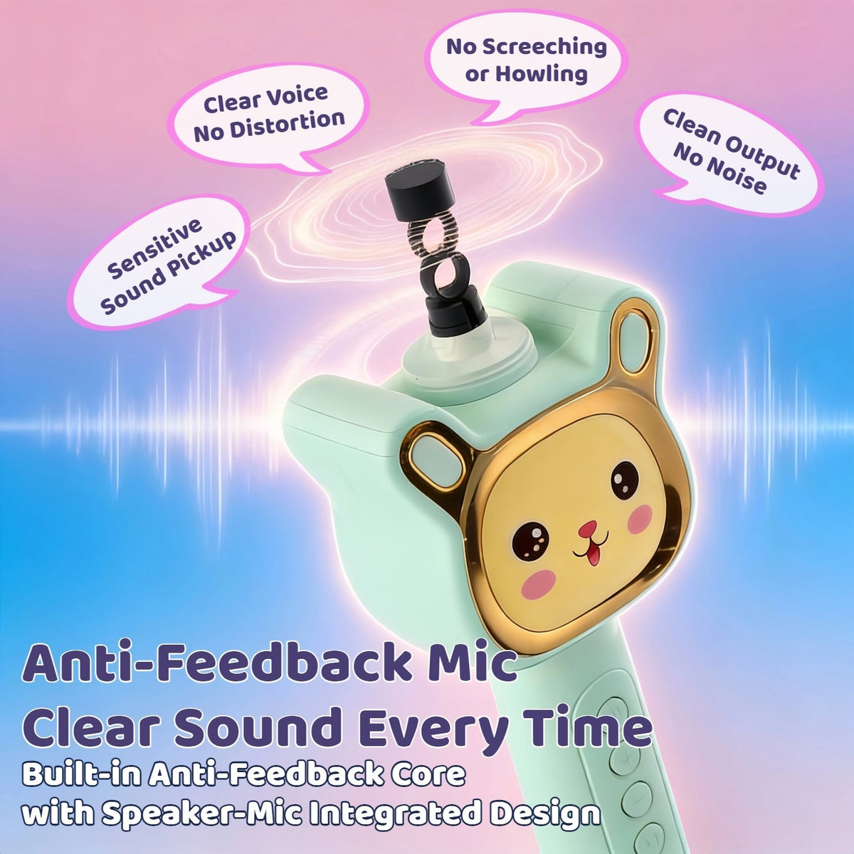 Microphone karaoké sans fil 5-en-1 avec haut-parleur intégré, lumières LED et changeur de voix – Micro de chant Bluetooth portable pour fêtes, réunions de famille, voyages et activités en plein air, 10 couleurs