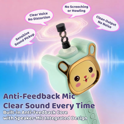 Microphone karaoké sans fil 5-en-1 avec haut-parleur intégré, lumières LED et changeur de voix – Micro de chant Bluetooth portable pour fêtes, réunions de famille, voyages et activités en plein air, 10 couleurs